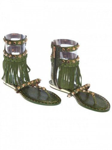 BARBADOS IVY KIRZHNER FRINGED LEATHER THONG SANDALS